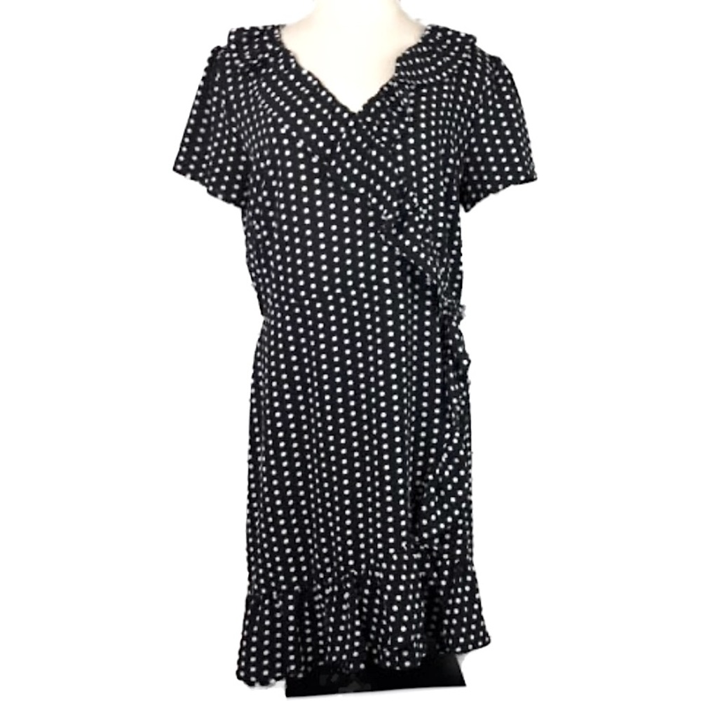 AGB Polka dot faux wrap dress